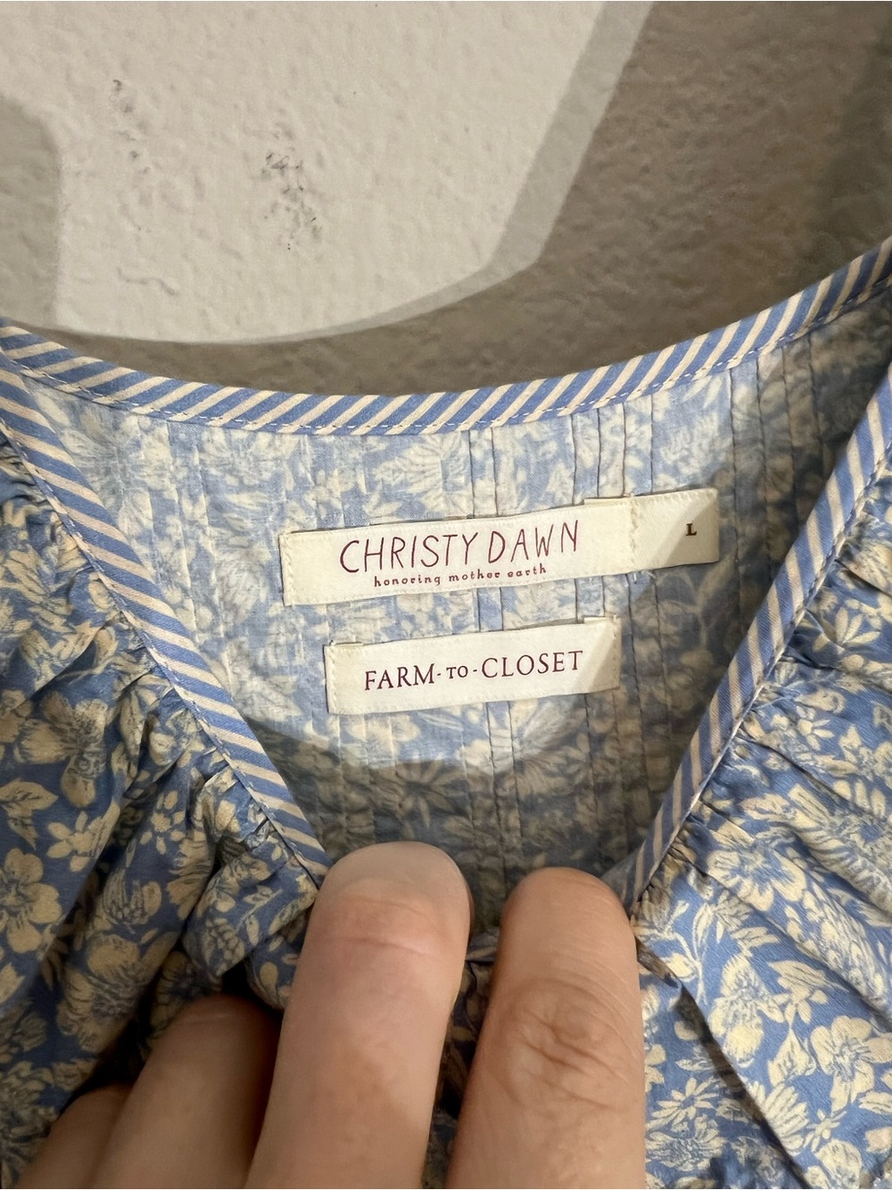 Christy Dawn Elaina midi dress daisy blue cotton tiered ruffle sz L prairie boho - Picture 14 of 16